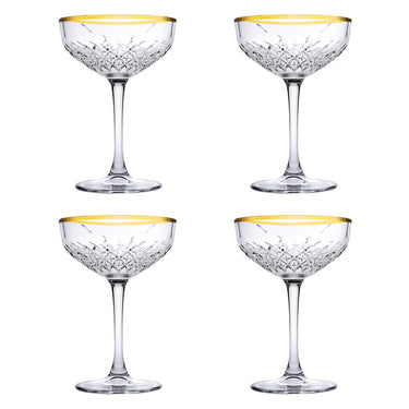 Clear & Gold 255ml Champagne Glasses (Set of 4)